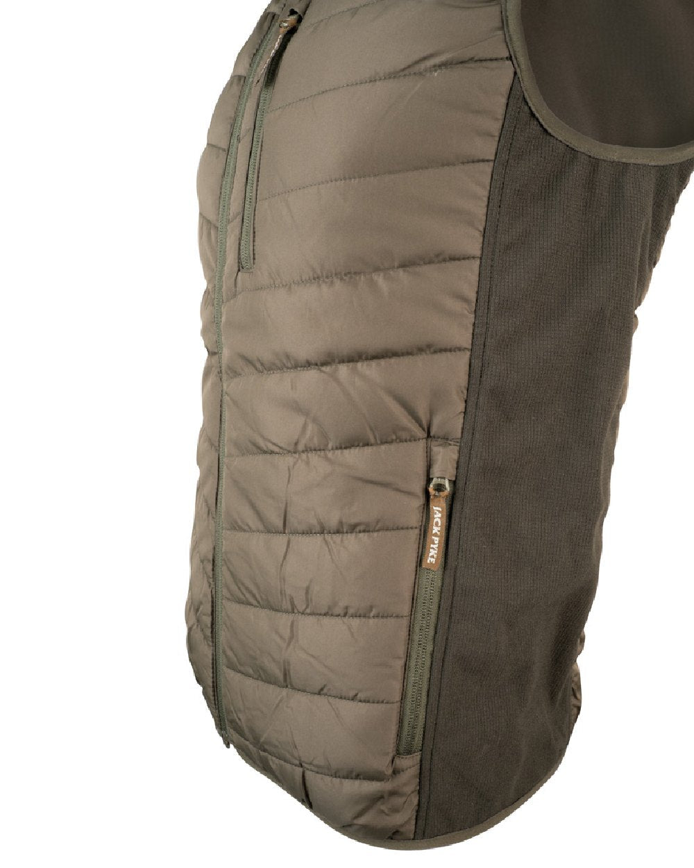 Green coloured Jack Pyke Hybrid Gilet on white background #colour_green