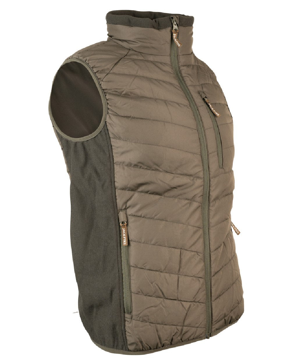 Green coloured Jack Pyke Hybrid Gilet on white background #colour_green
