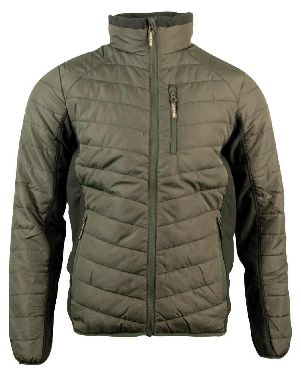 Green coloured Jack Pyke Hybrid Jacket on white background #colour_green