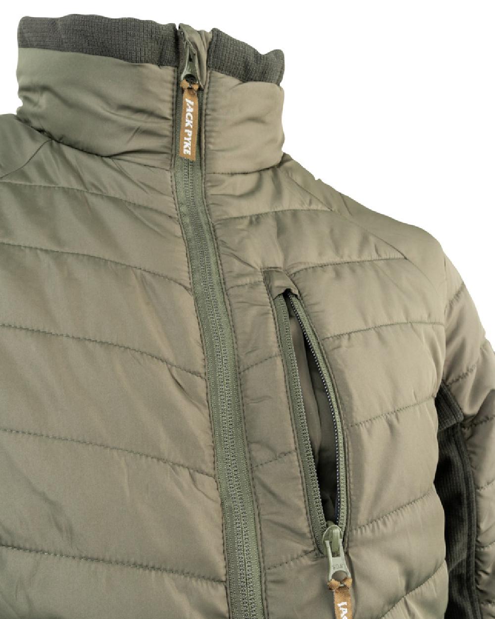 Green coloured Jack Pyke Hybrid Jacket on white background #colour_green