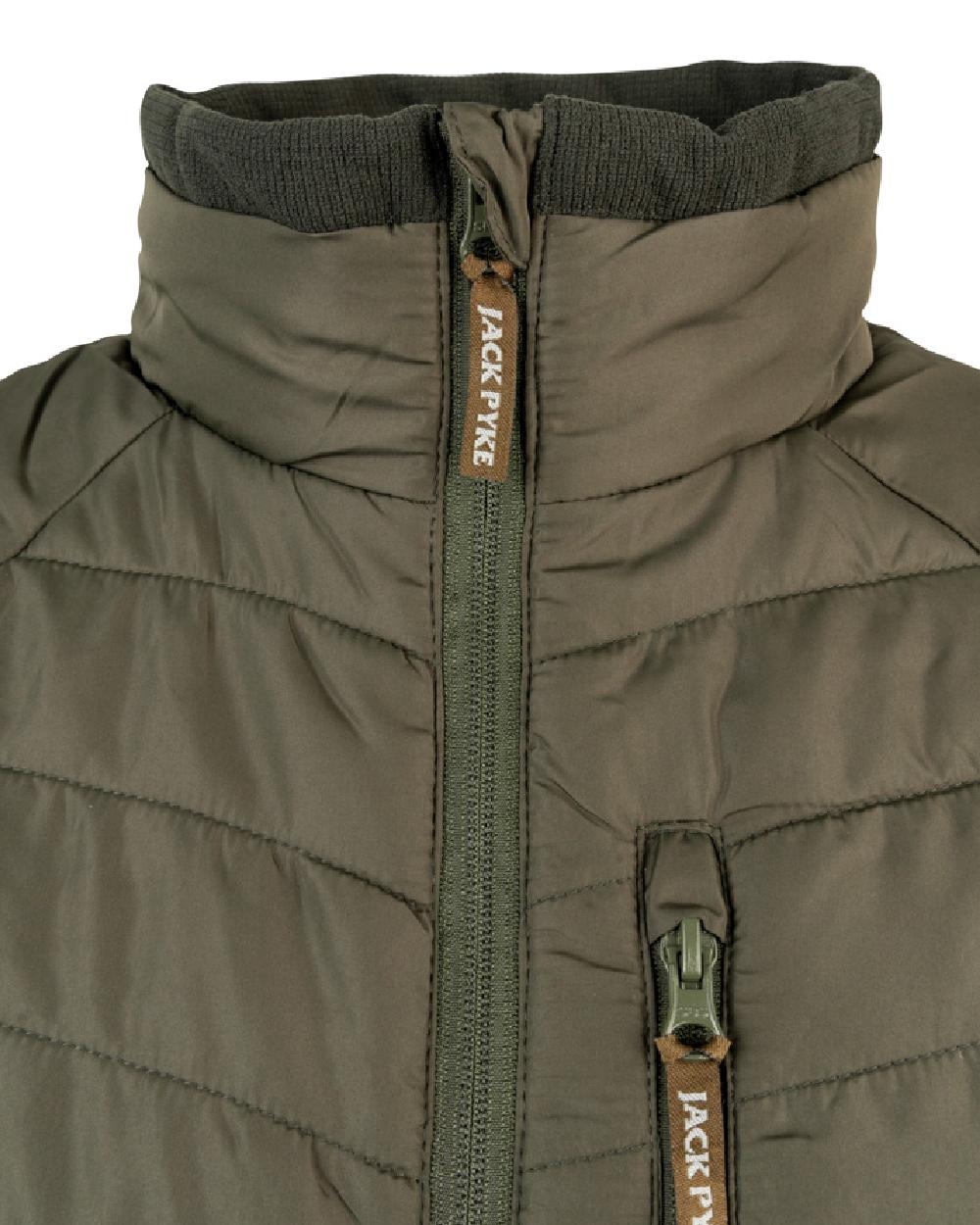 Green coloured Jack Pyke Hybrid Jacket on white background #colour_green
