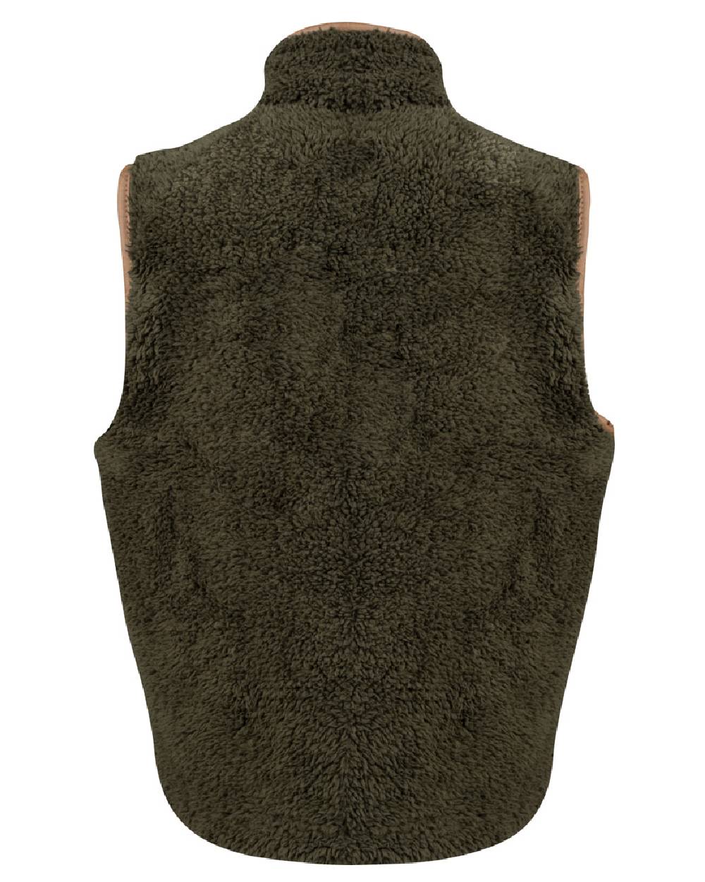 Dark Olive coloured Jack Pyke Junior Sherpa Fleece Gilet on white background #colour_dark-olive