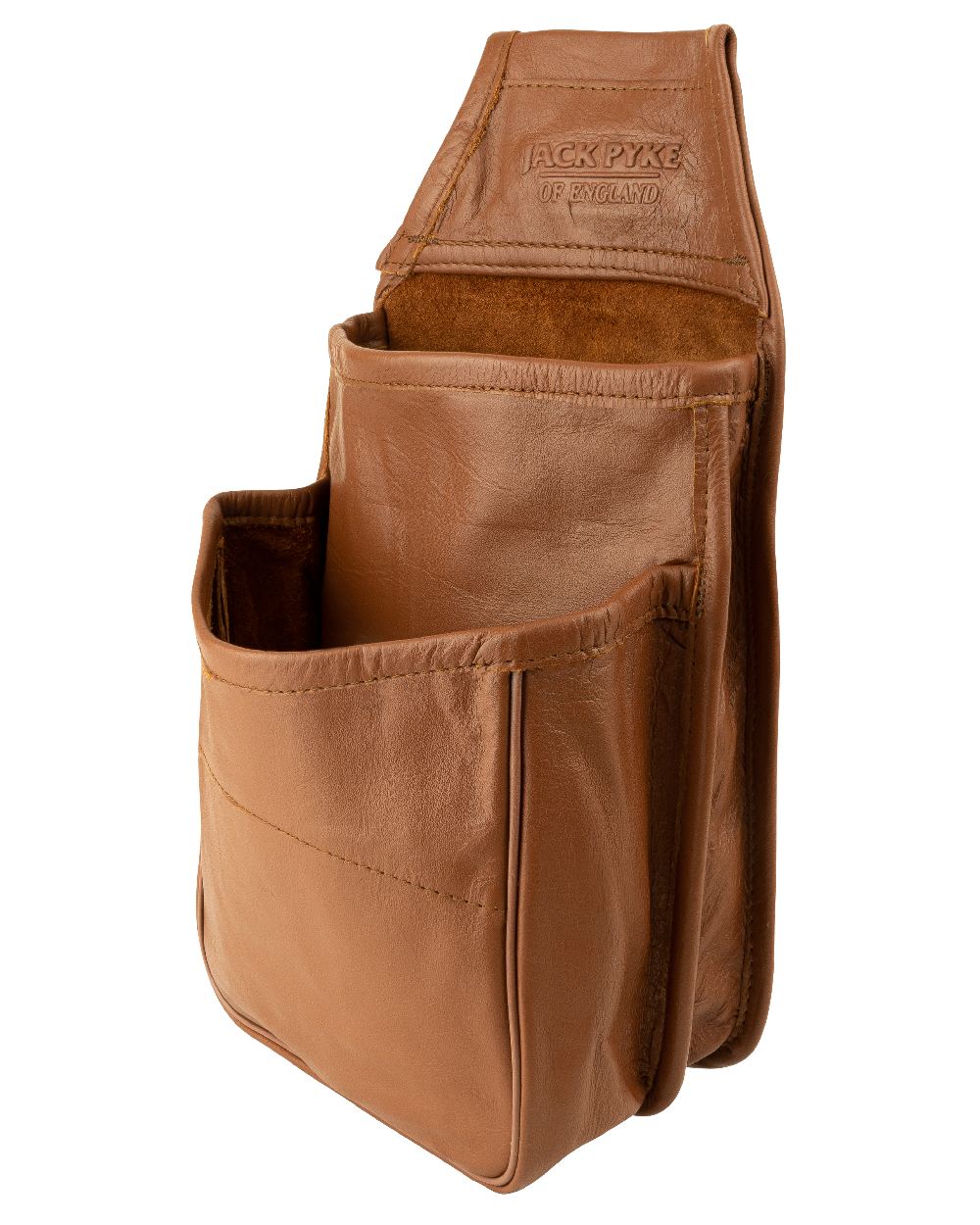 Tan coloured Jack Pyke Leather Cartridge Pouch on white background #colour_tan