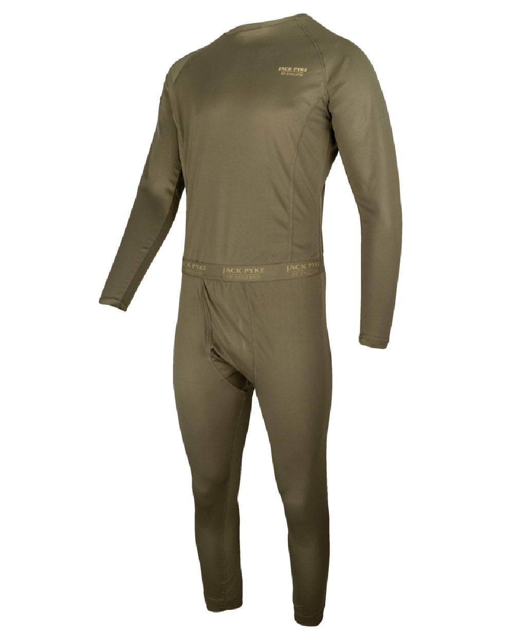 Green coloured Jack Pyke Mens Base Layer Set on white background #colour_green