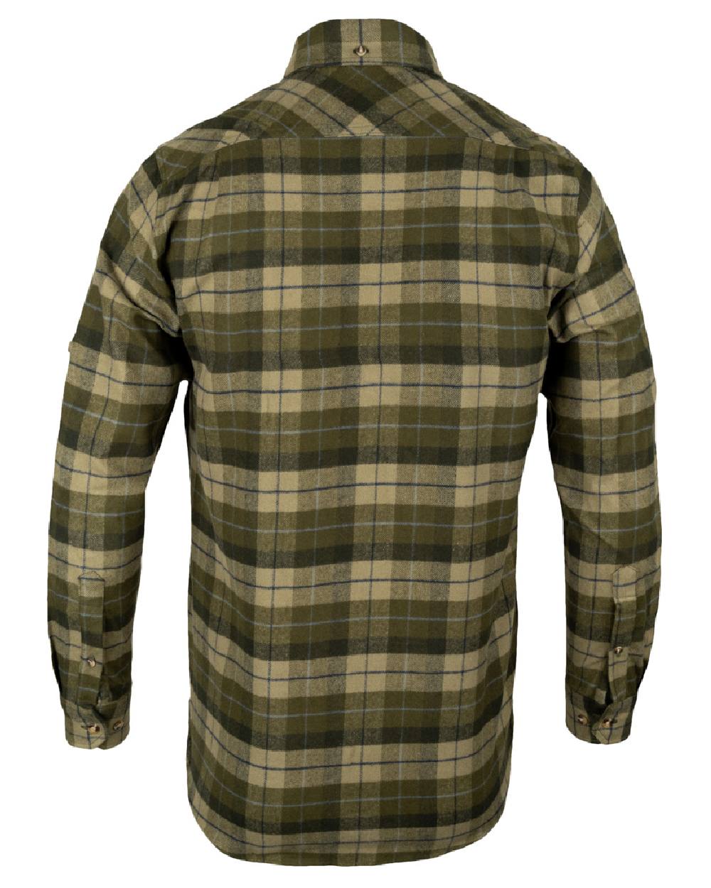 Green coloured Jack Pyke Mens Bleasdale Heavy Flannel Shirt on white background #colour_green