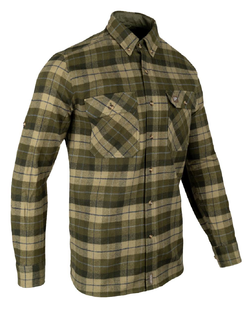 Green coloured Jack Pyke Mens Bleasdale Heavy Flannel Shirt on white background #colour_green
