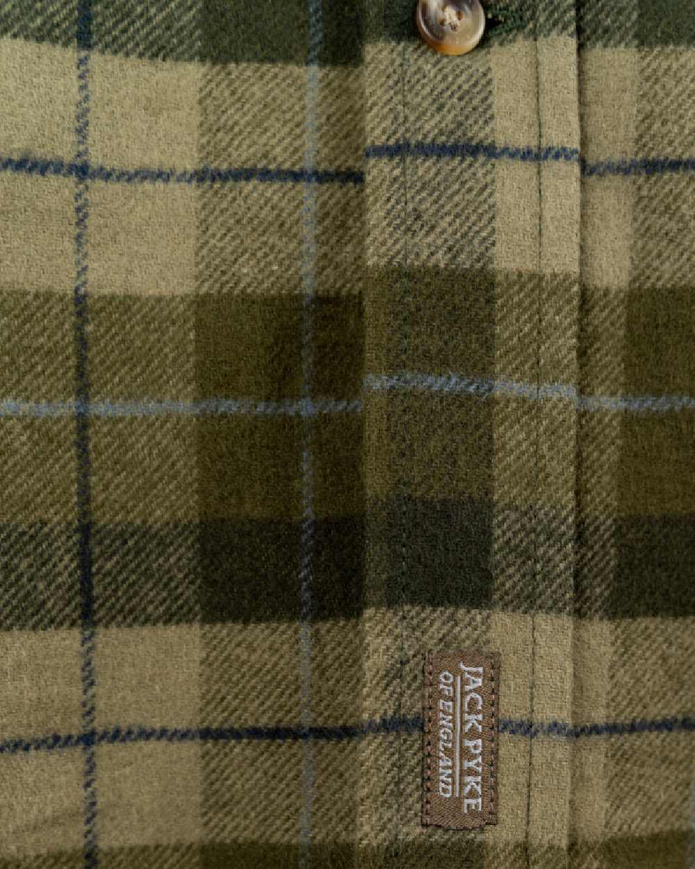 Green coloured Jack Pyke Mens Bleasdale Heavy Flannel Shirt on white background #colour_green