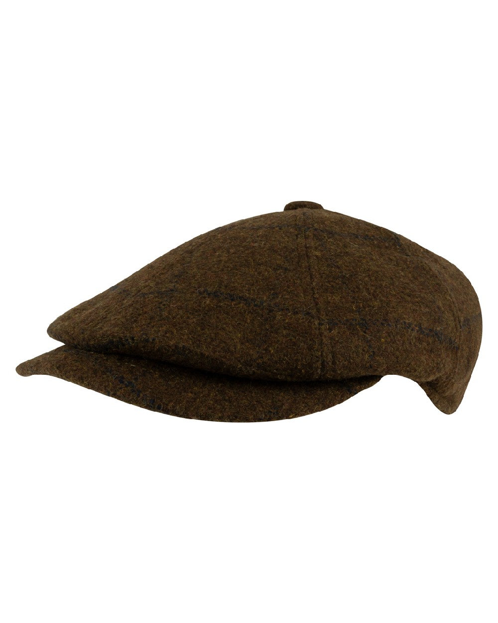 Brown Tweed coloured Jack Pyke Newsboy Cap on white background #colour_brown-tweed