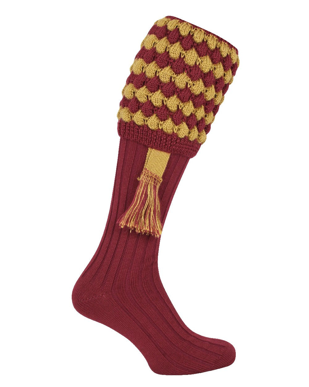 Burgundy coloured Jack Pyke Pebble Socks on white background #colour_burgundy