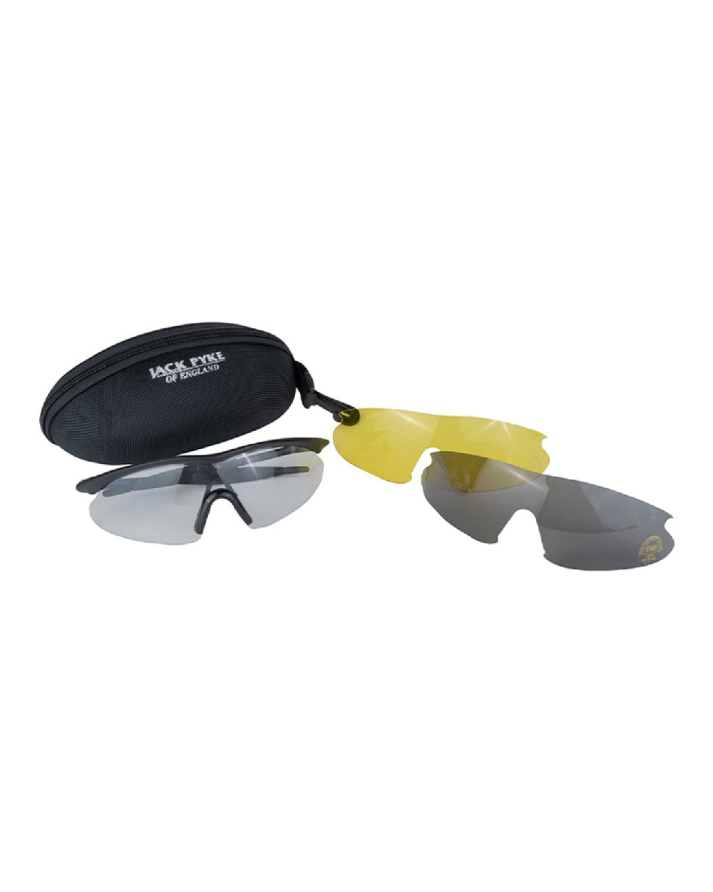 Clear Smoke Yellow coloured Jack Pyke Pro-Sport Shooting Glasses on white background #colour_clear-smoke-yellow