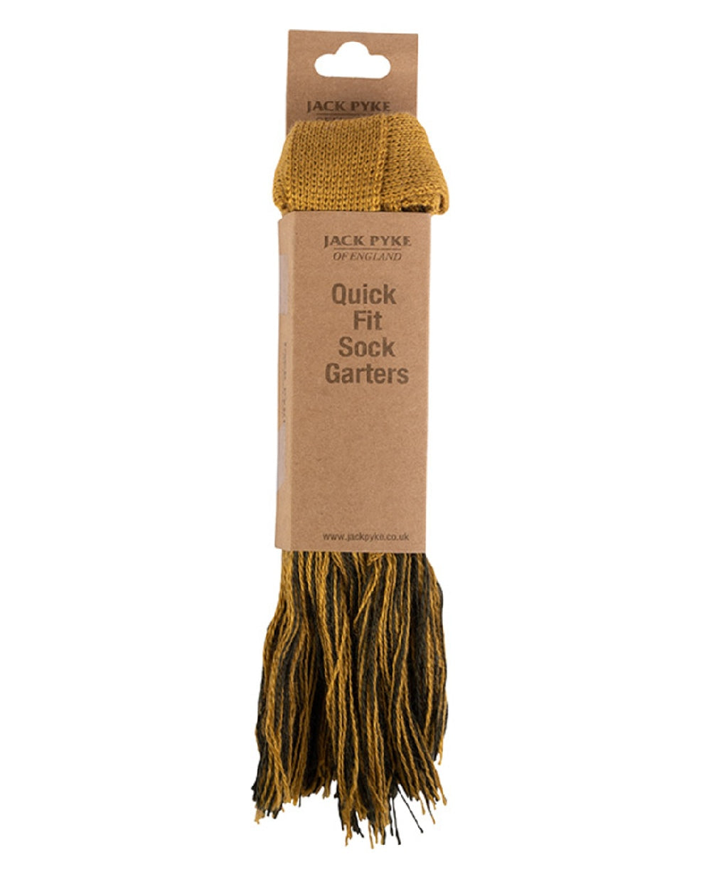 Gold coloured Jack Pyke Quickfit Garters on white background #colour_gold