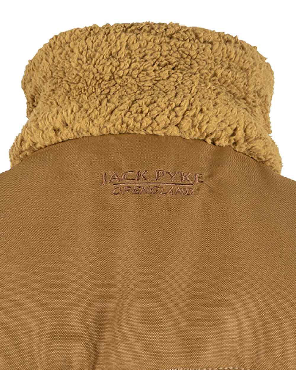 Camel coloured Jack Pyke Sherpa Fleece Gilet on white background #colour_camel