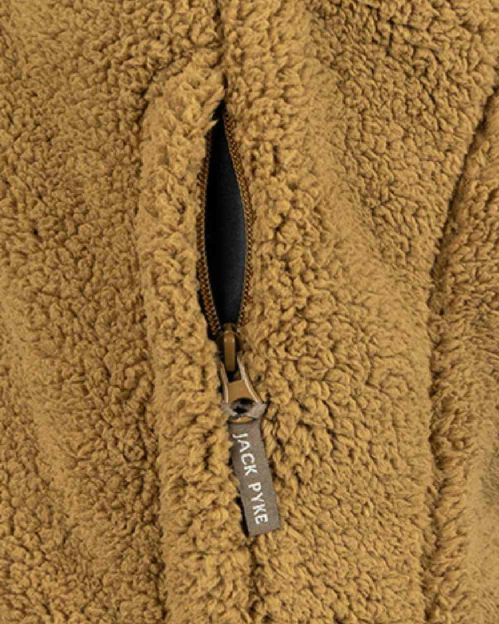 Camel coloured Jack Pyke Sherpa Fleece Gilet on white background #colour_camel