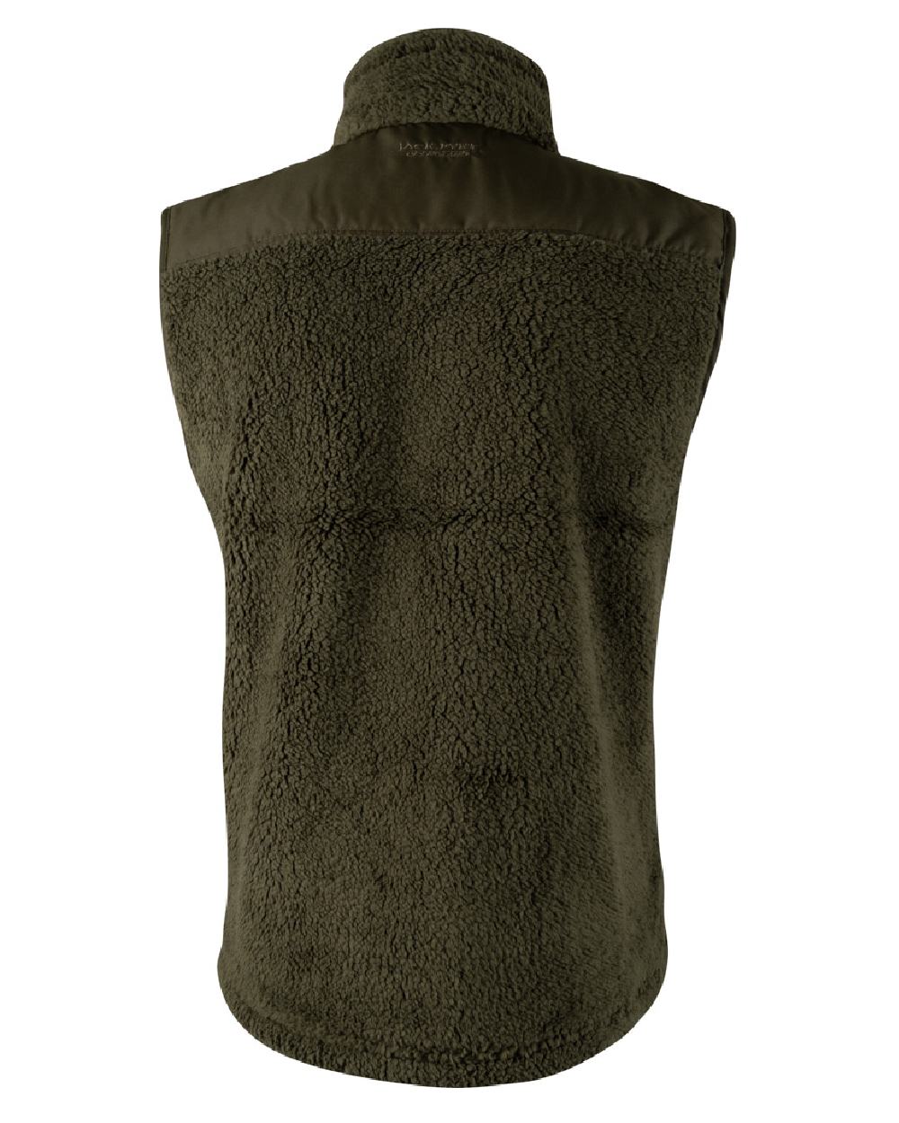Dark Olive coloured Jack Pyke Sherpa Fleece Gilet on white background #colour_dark-olive