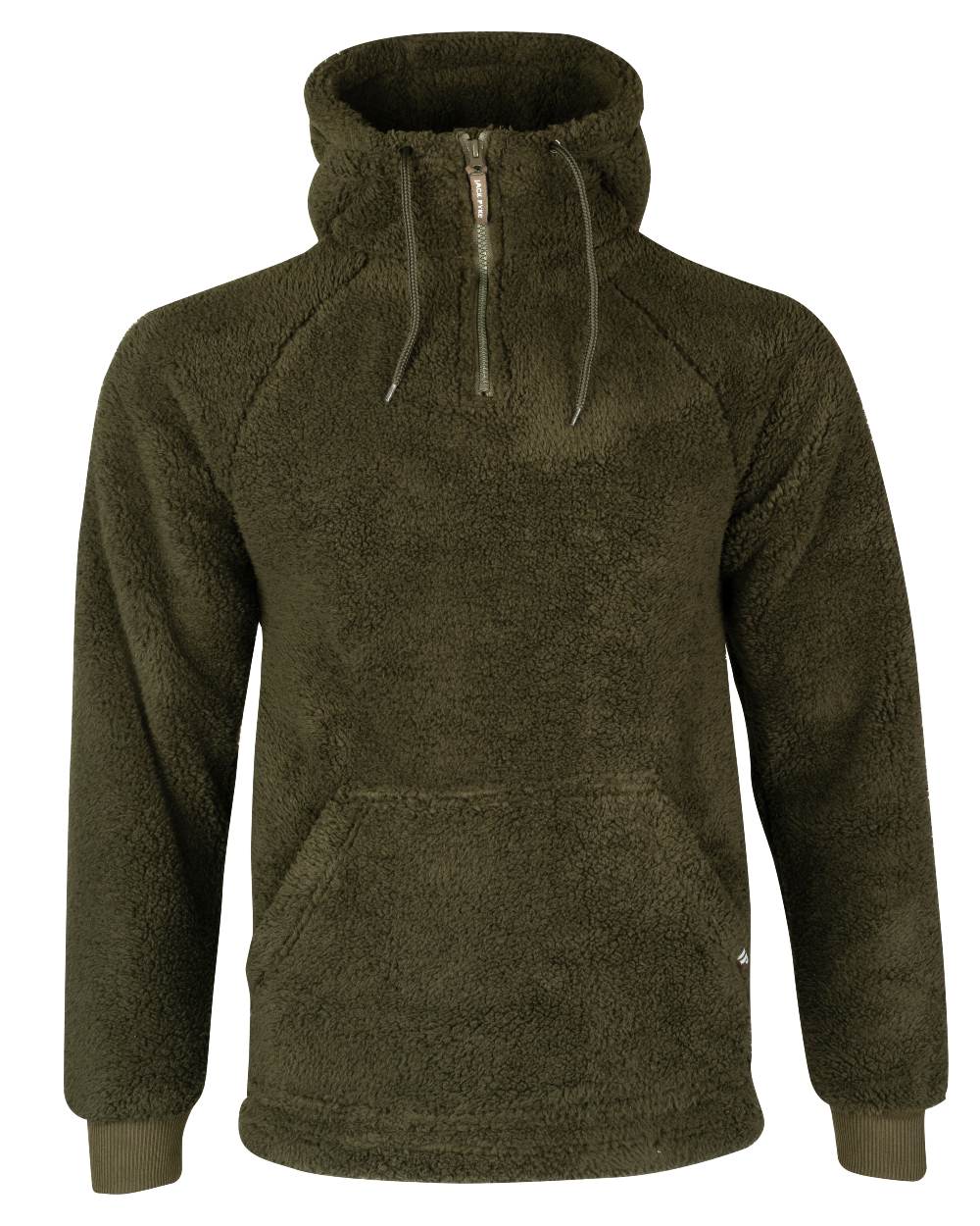 Dark Olive coloured Jack Pyke Sherpa Fleece Hoodie on white background #colour_dark-olive