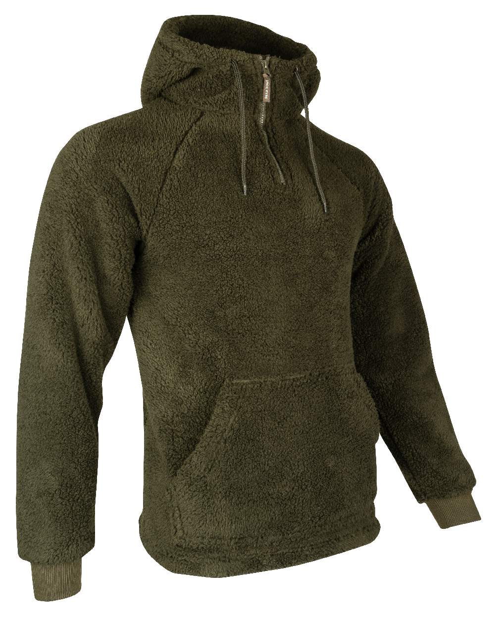 Dark Olive coloured Jack Pyke Sherpa Fleece Hoodie on white background #colour_dark-olive