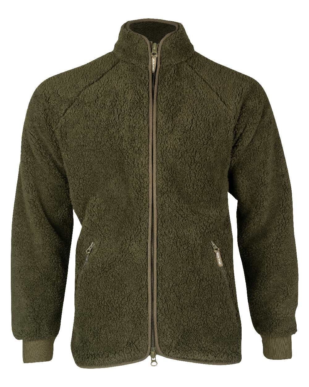 Dark Olive coloured Jack Pyke Sherpa Fleece Jacket on white background #colour_dark-olive