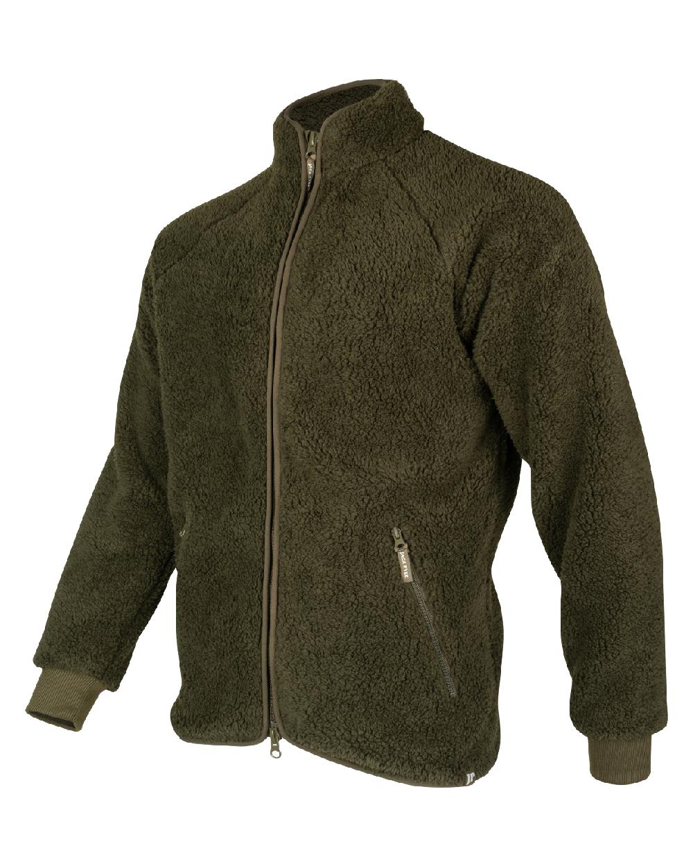 Dark Olive coloured Jack Pyke Sherpa Fleece Jacket on white background #colour_dark-olive