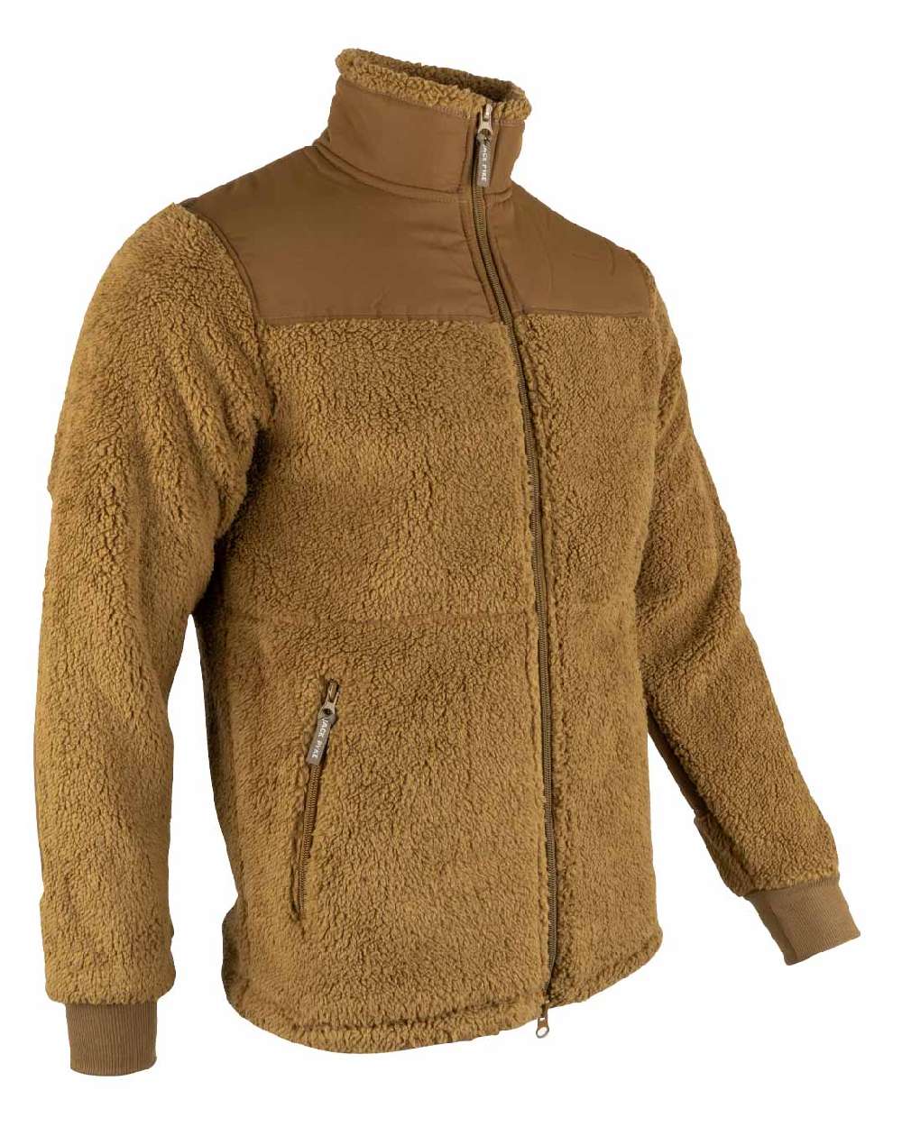 Camel coloured Jack Pyke Sherpa Fleece Jacket Gen 2 on white background #colour_camel