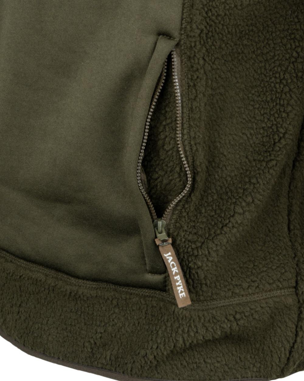 Dark Olive coloured Jack Pyke Sherpa Pullover on white background #colour_dark-olive