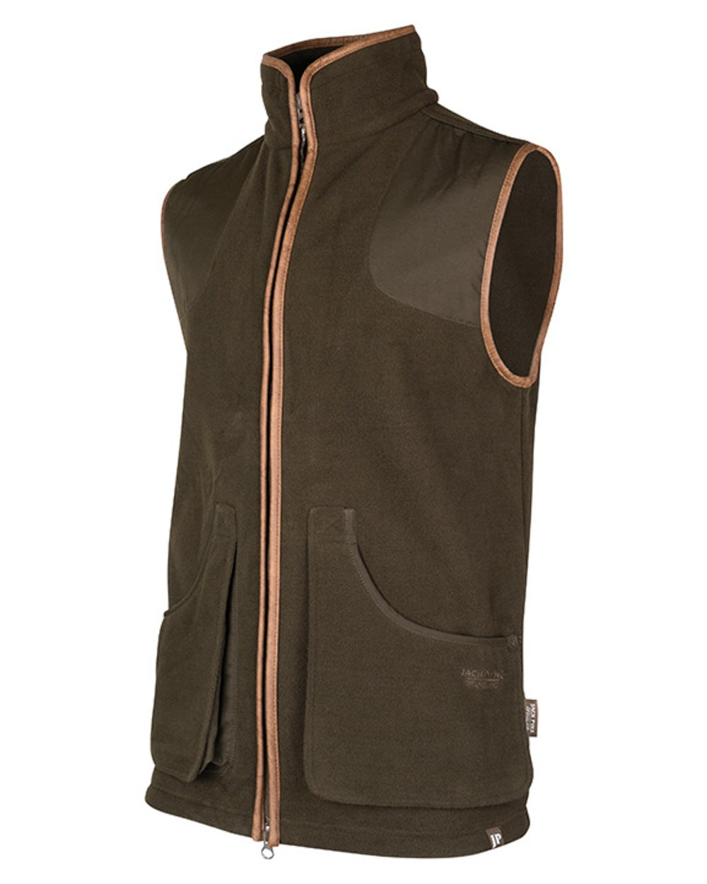 Dark Olive Jack Pyke Shooters Gilet on white background #colour_dark-olive