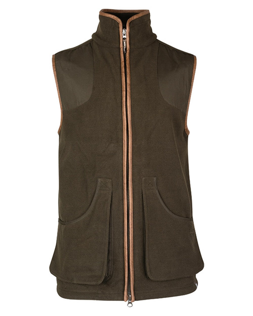Dark Olive Jack Pyke Shooters Gilet on white background #colour_dark-olive