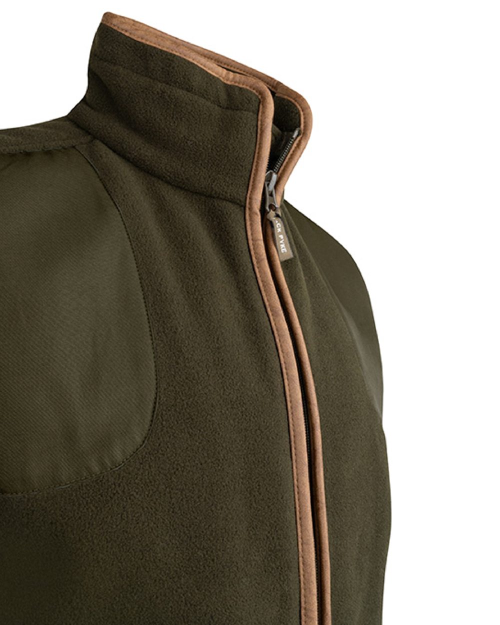 Dark Olive Jack Pyke Shooters Gilet on white background #colour_dark-olive