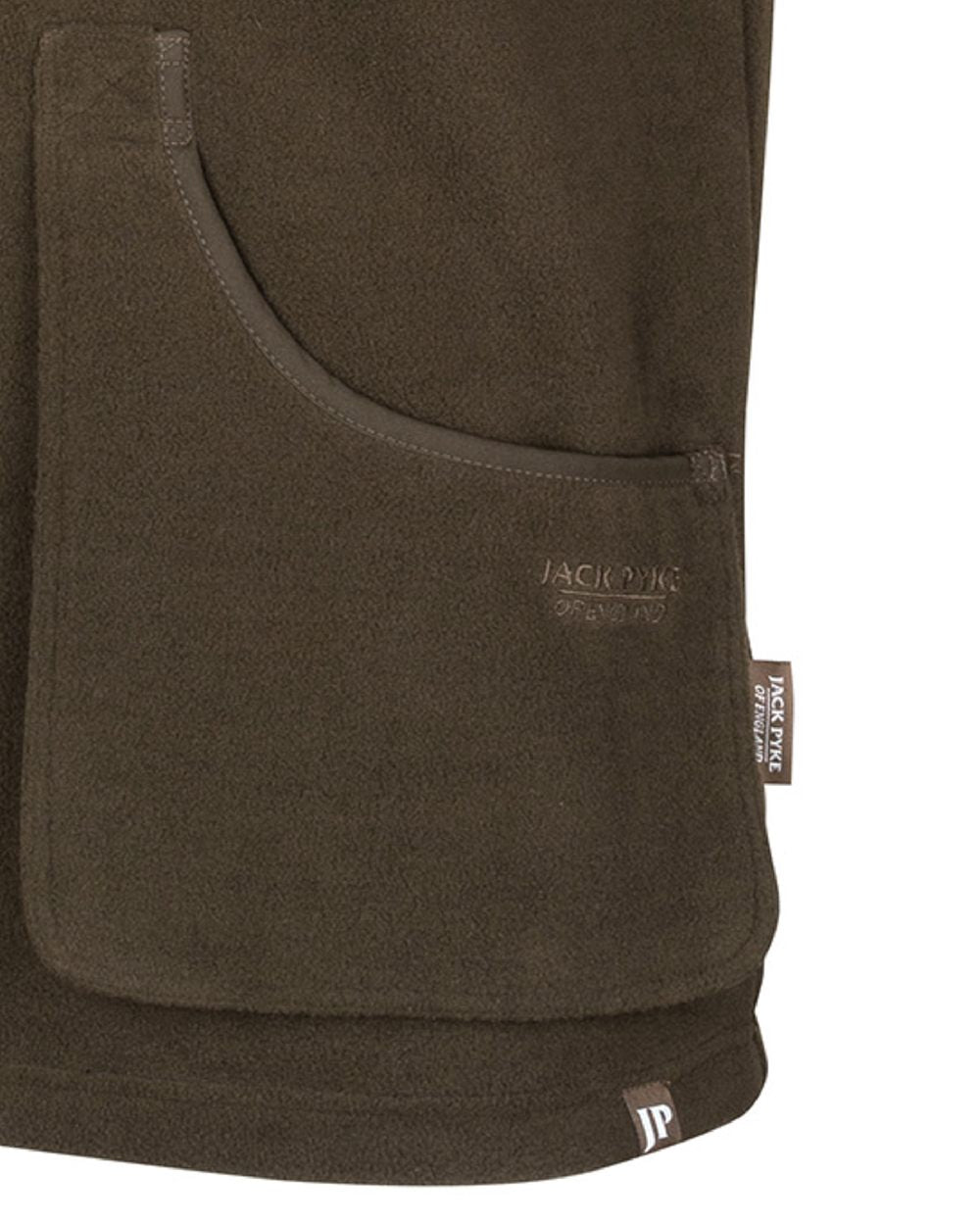 Dark Olive Jack Pyke Shooters Gilet on white background #colour_dark-olive