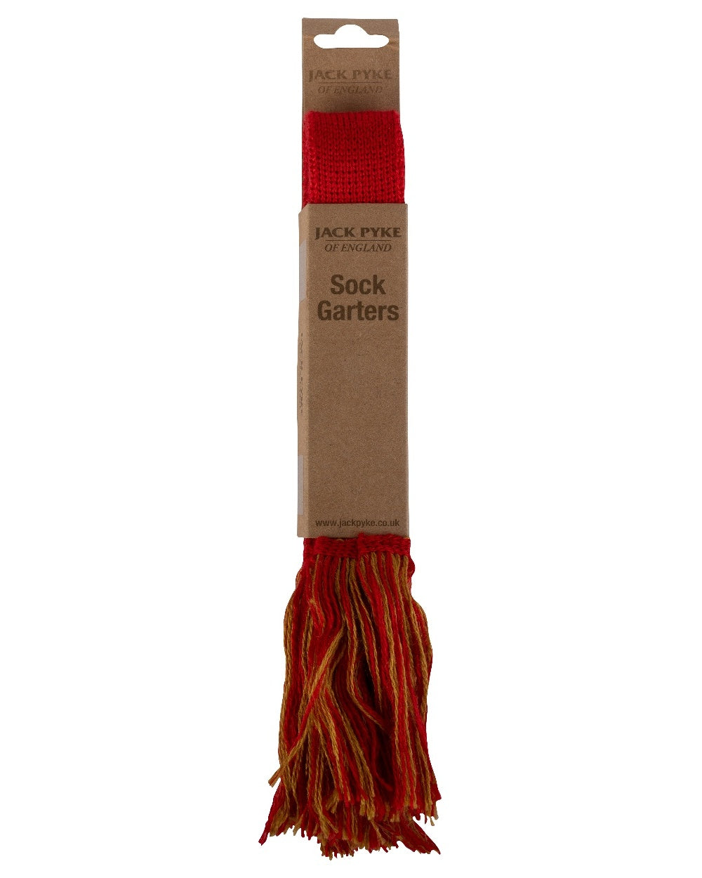 Red coloured Jack Pyke Shooting Sock Garters on white background #colour_red