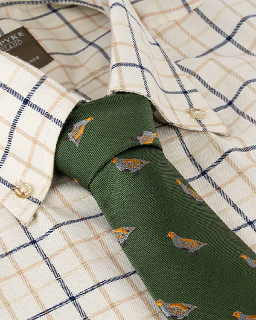 Green coloured Jack Pyke Shooting Tie Partridge on white background #colour_green