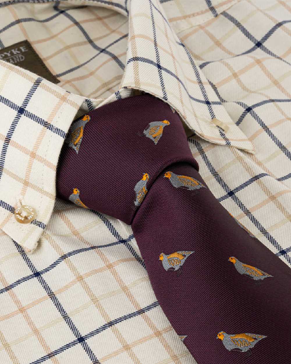 Wine coloured Jack Pyke Shooting Tie Partridge on white background #colour_wine