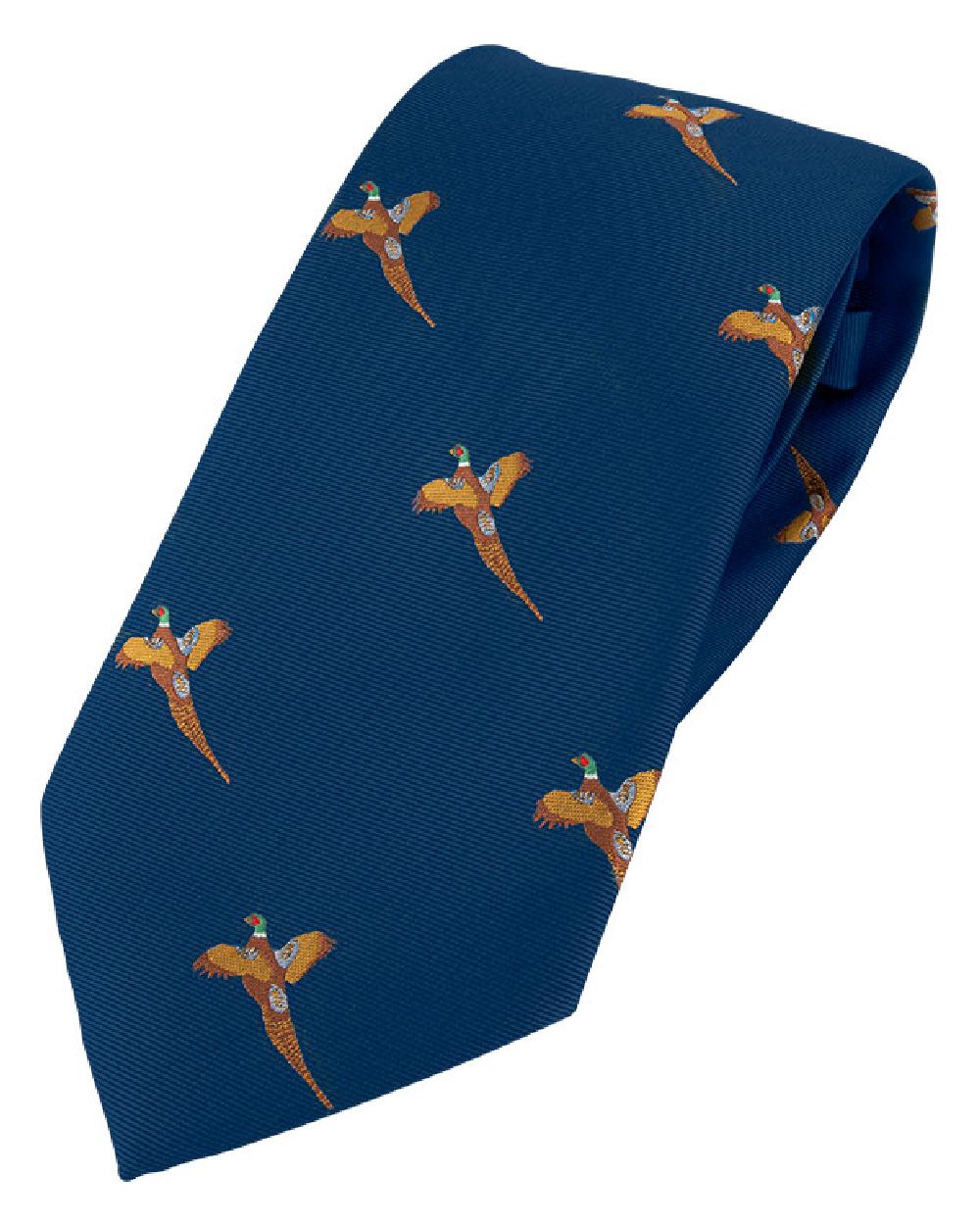 Navy coloured Jack Pyke Shooting Tie Pheasant on white background #colour_navy
