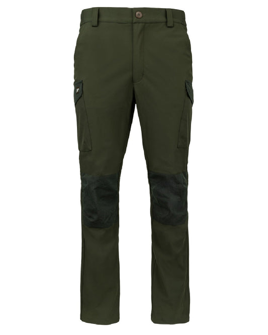 Green coloured Jack Pyke Softshell Trousers on white background #colour_green