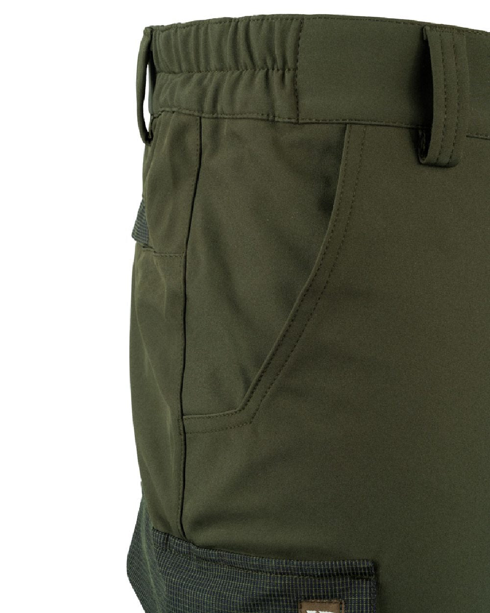 Green coloured Jack Pyke Softshell Trousers on white background #colour_green
