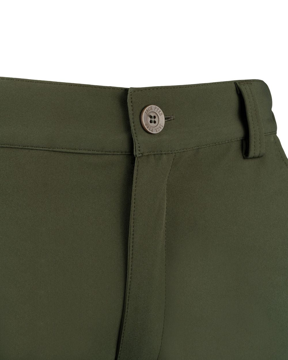 Green coloured Jack Pyke Softshell Trousers on white background #colour_green