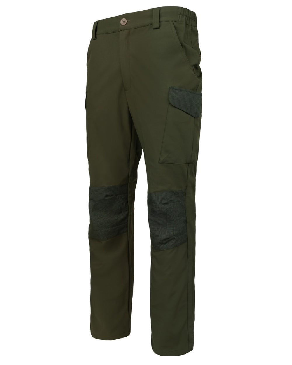 Green coloured Jack Pyke Softshell Trousers on white background #colour_green