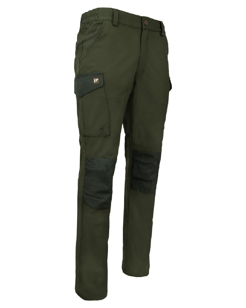 Green coloured Jack Pyke Softshell Trousers on white background #colour_green