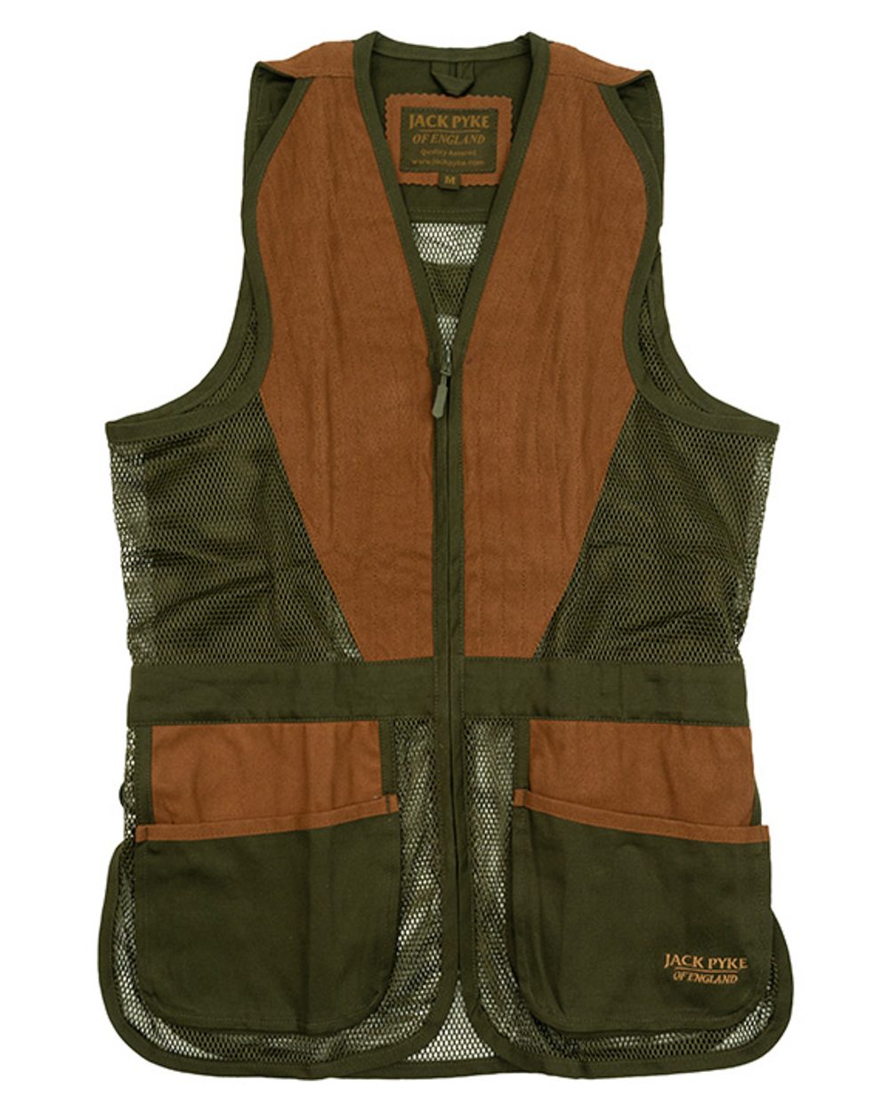 Green coloured Jack Pyke Sporting Skeet Vest on white background #colour_green