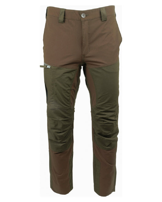 Brown coloured Jack Pyke Technical Hybrid Trousers on white background #colour_brown