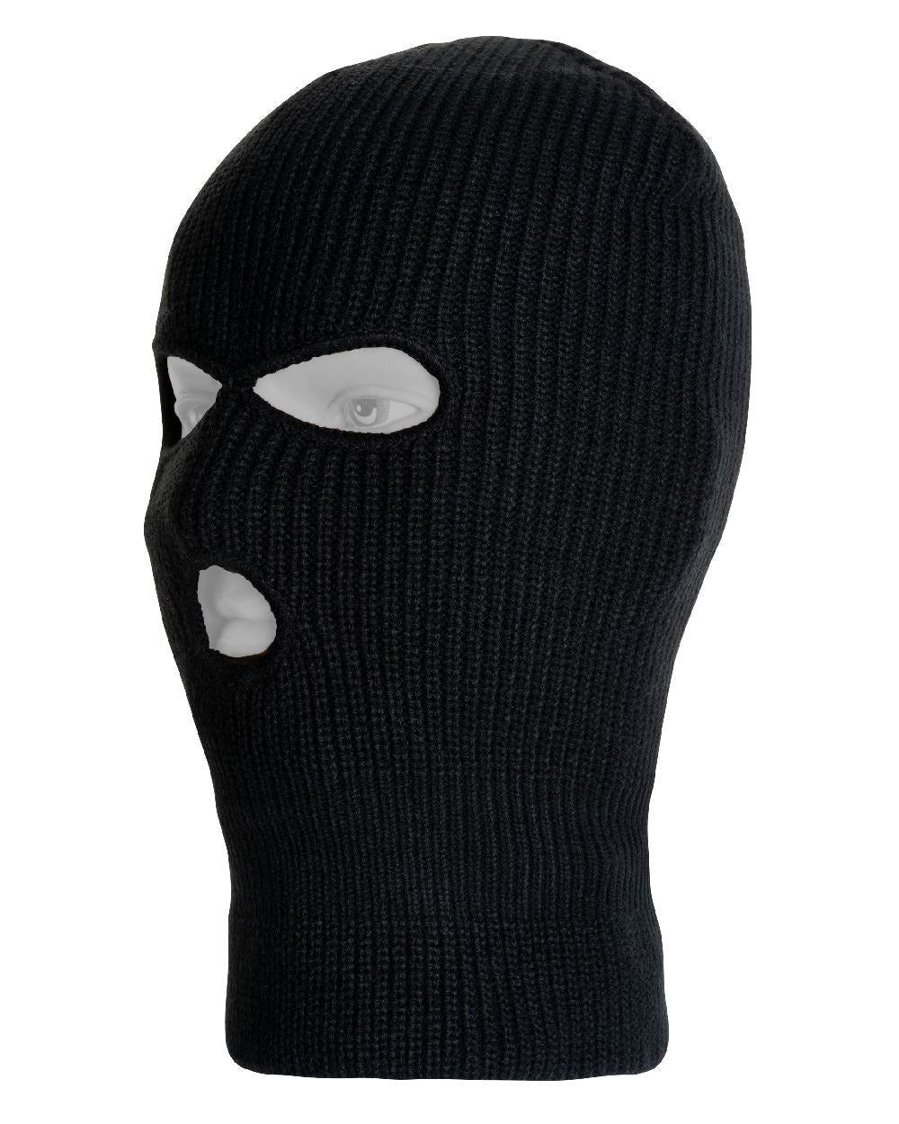 Black coloured Jack Pyke Thinsulate 3 Hole Balaclava on white background #colour_black