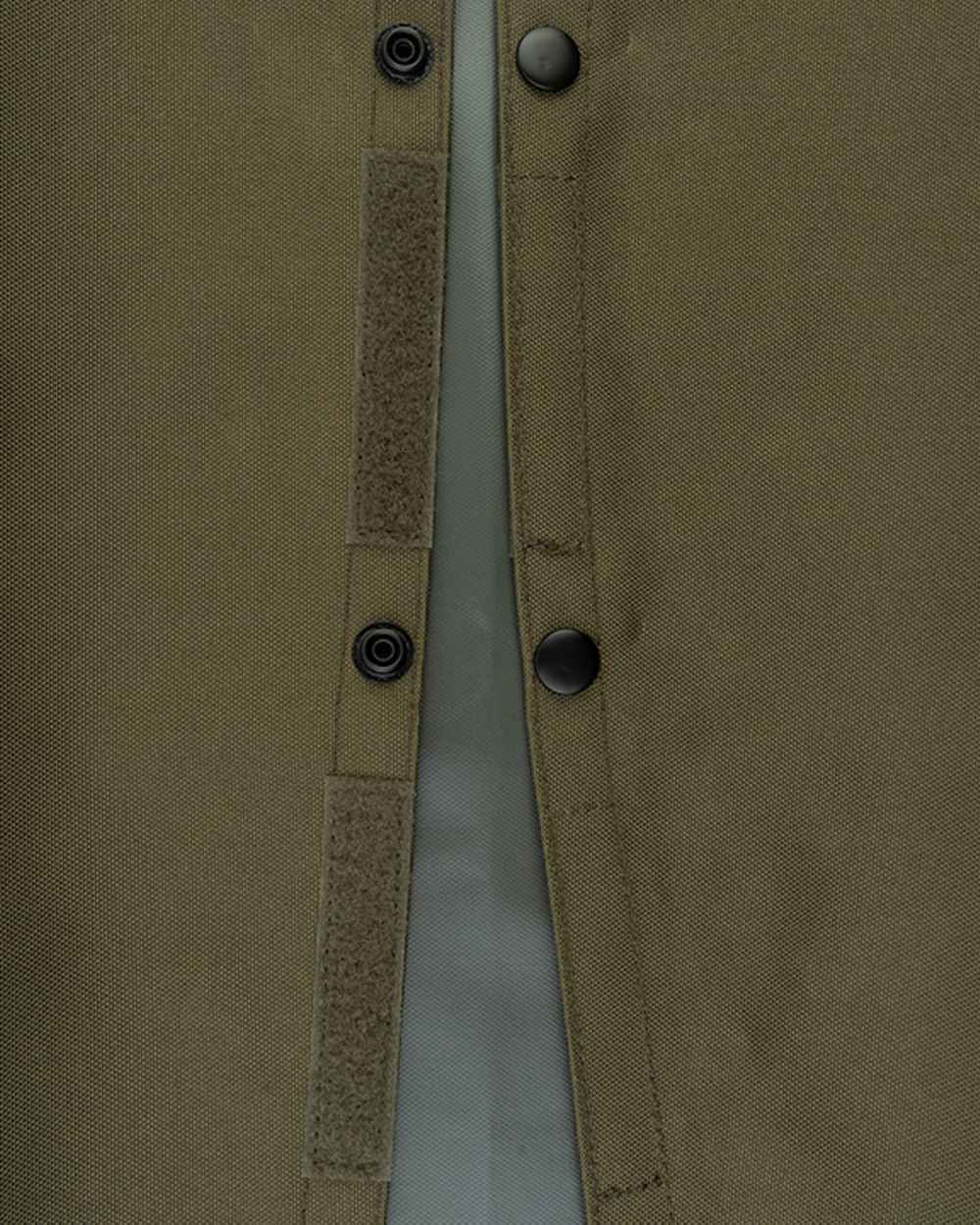 Dark Olive coloured Jack Pyke Waterproof Chaps on white background #colour_dark-olive