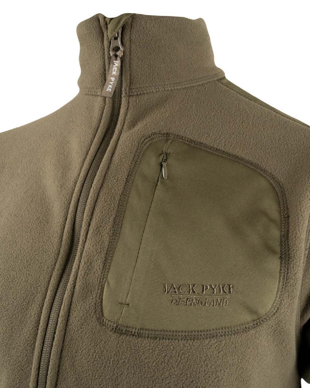 Green coloured Jack Pyke Weardale Fleece Jacket on white background #colour_green