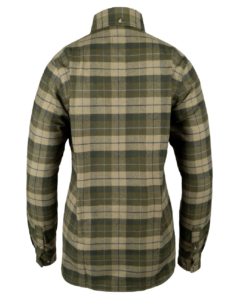 Green coloured Jack Pyke Womens Bleasdale Heavy Flannel Shirt on white background #colour_green