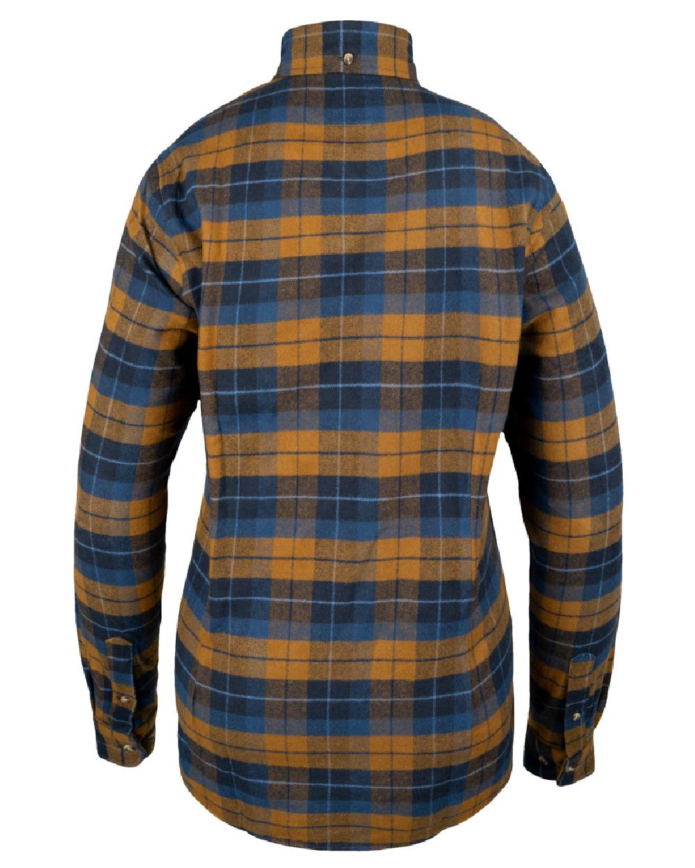 Navy Russet coloured Jack Pyke Womens Bleasdale Heavy Flannel Shirt on white background #colour_navy-russet