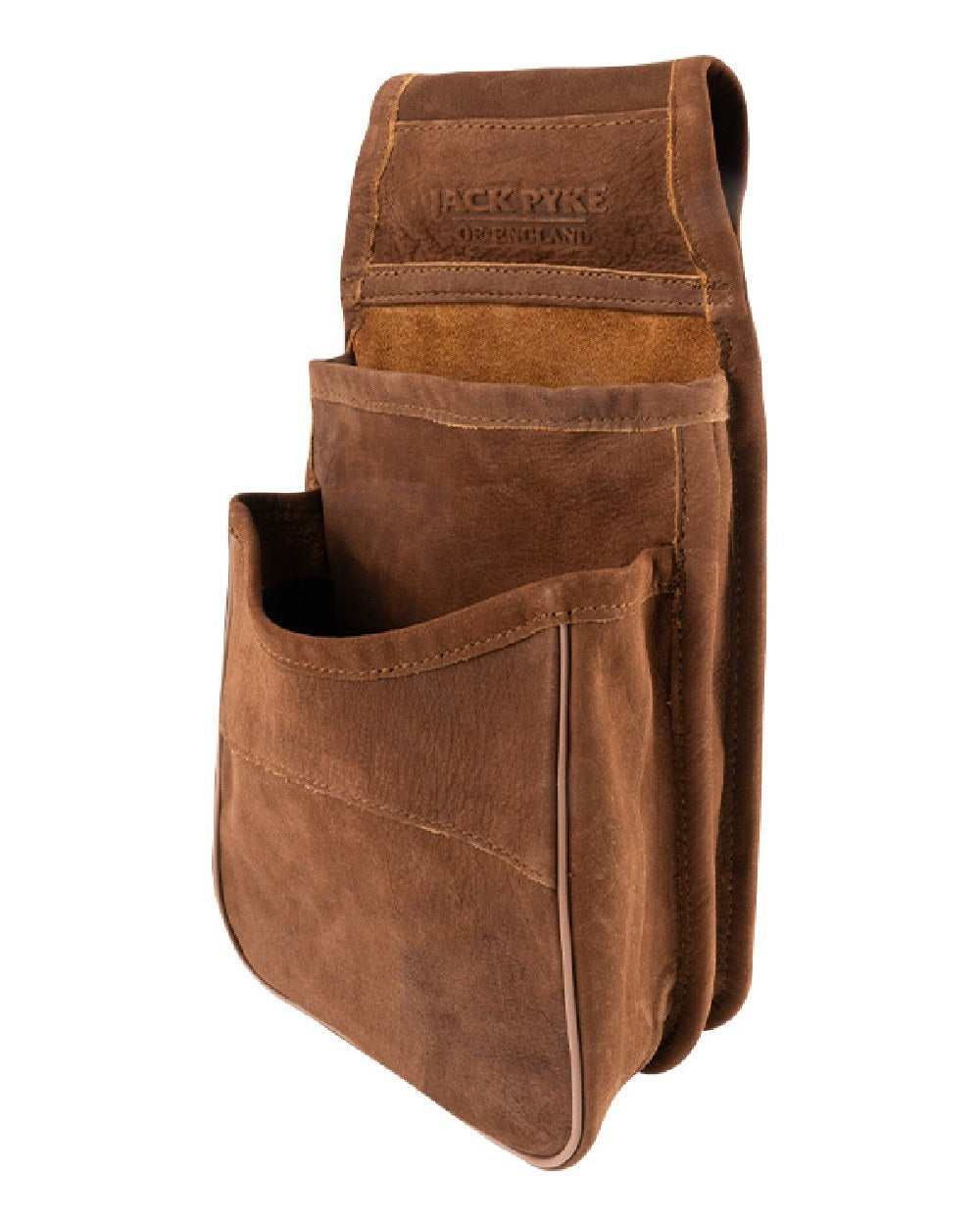 Brown coloured Jack Pyke Nubuck Cartridge Pouch on white background #colour_brown