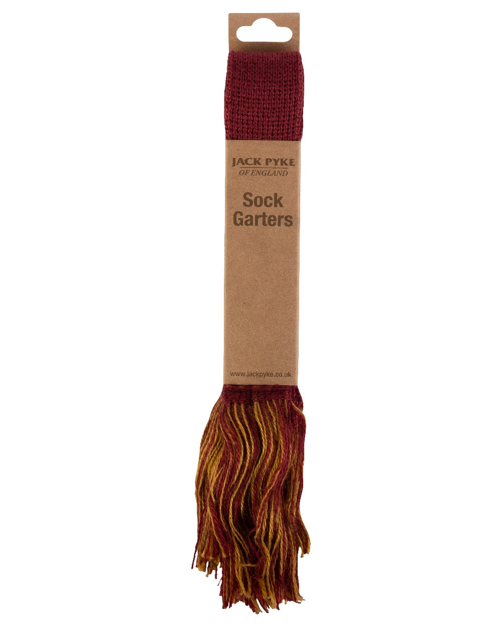Burgundy coloured Jack Pyke Shooting Sock Garters on white background #colour_burgundy