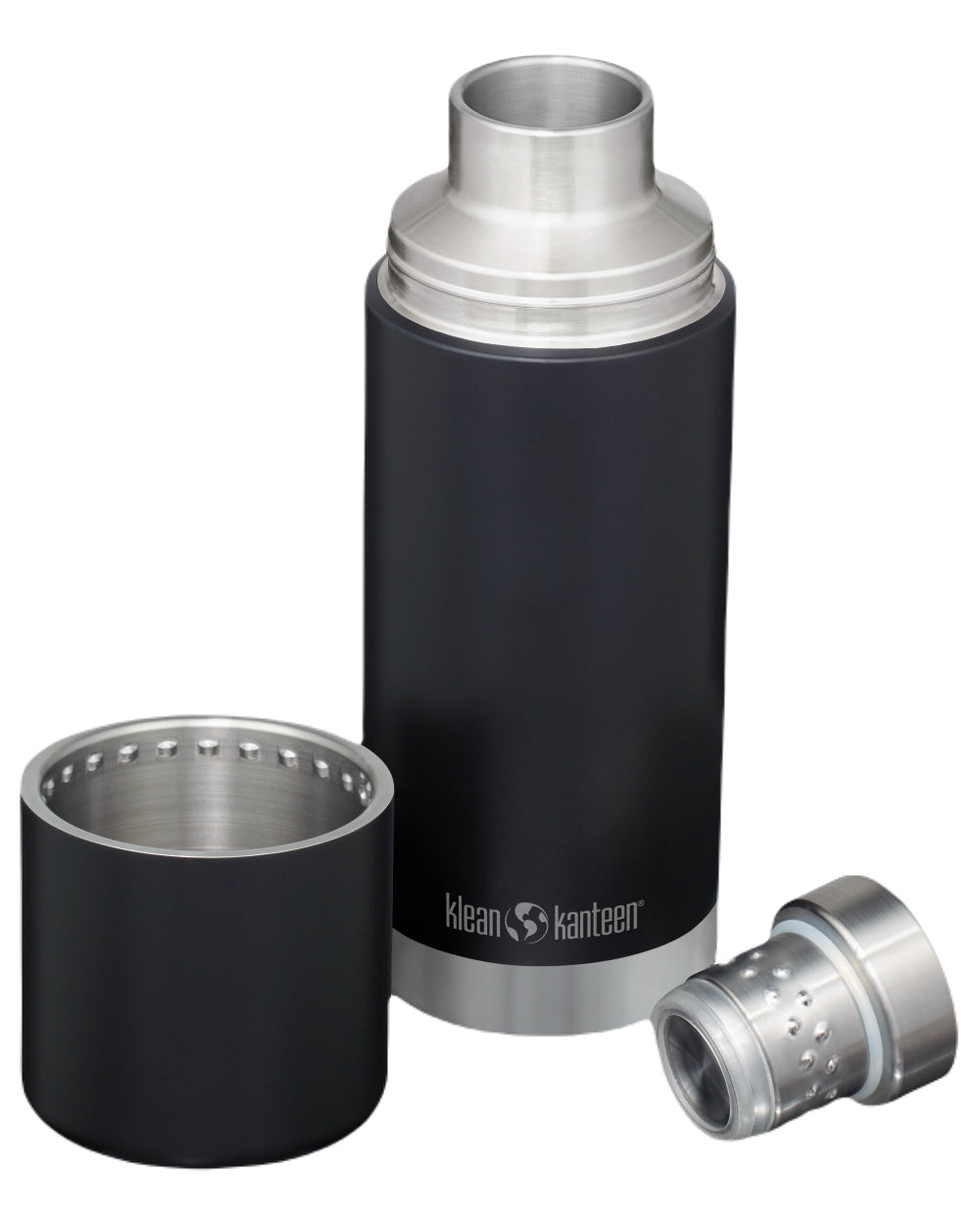 Black coloured Klean Kanteen Insulated TKPro Flask on white background #colour_black
