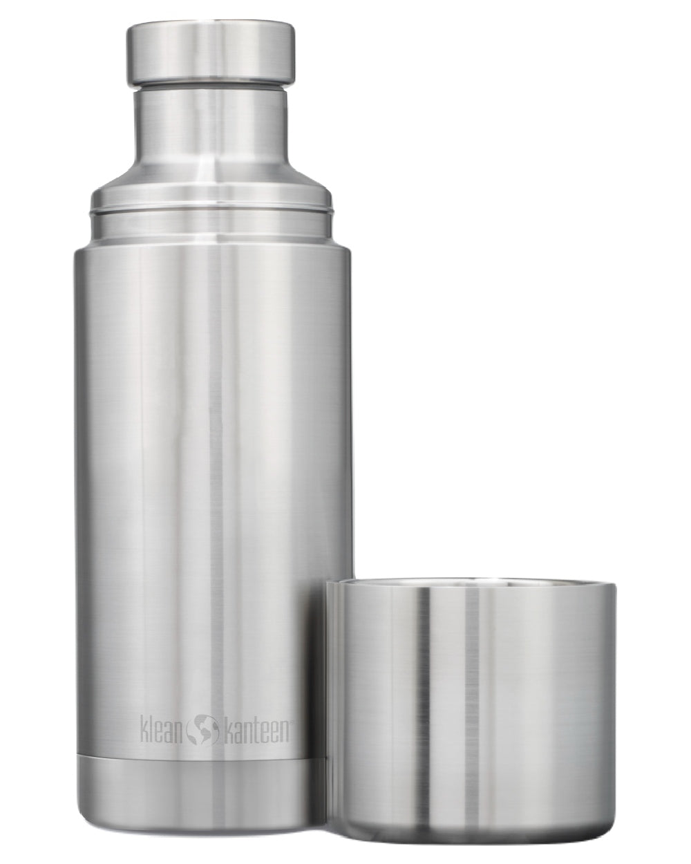 Brushed Stainless coloured Klean Kanteen Insulated TKPro Flask on white background #colour_brushed-stainless