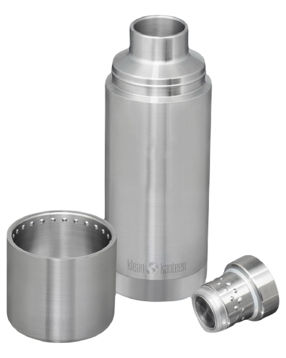 Brushed Stainless coloured Klean Kanteen Insulated TKPro Flask on white background #colour_brushed-stainless