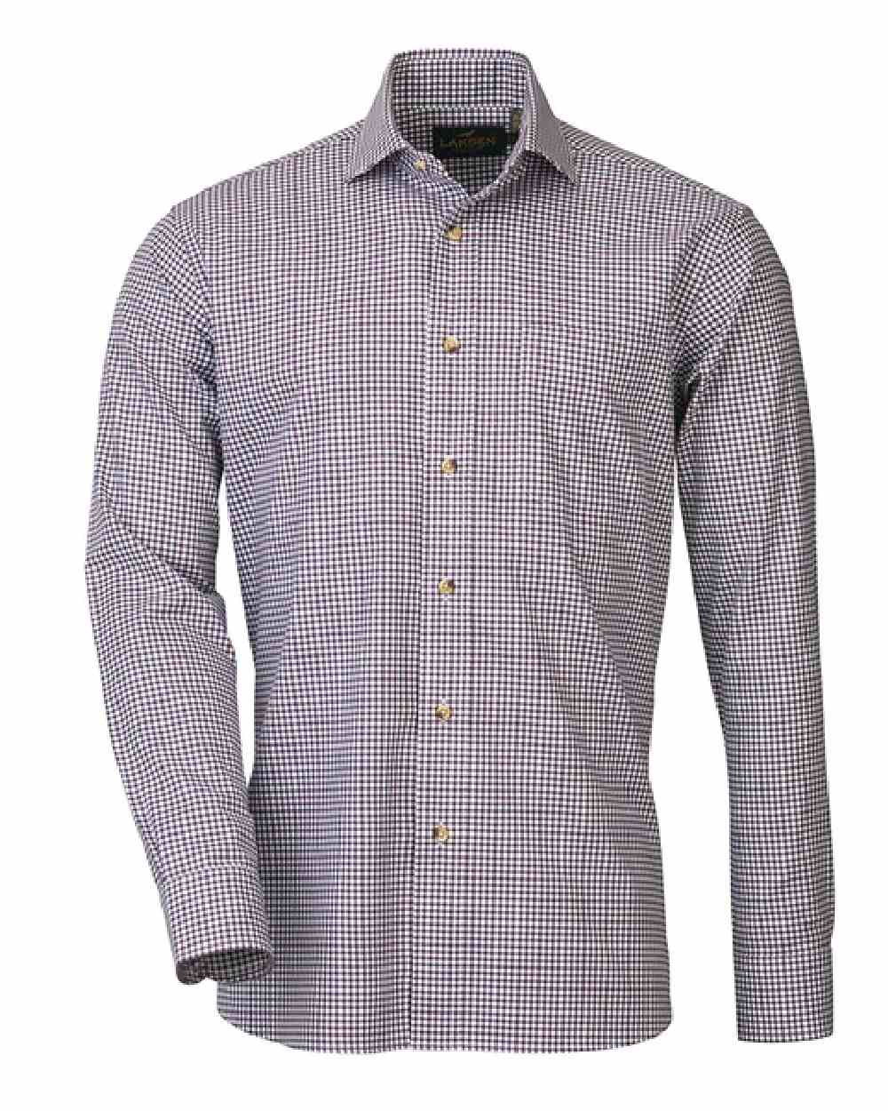 Purple Check coloured Laksen Arnold Organic Cotton Shirt on white background #colour_purple-check